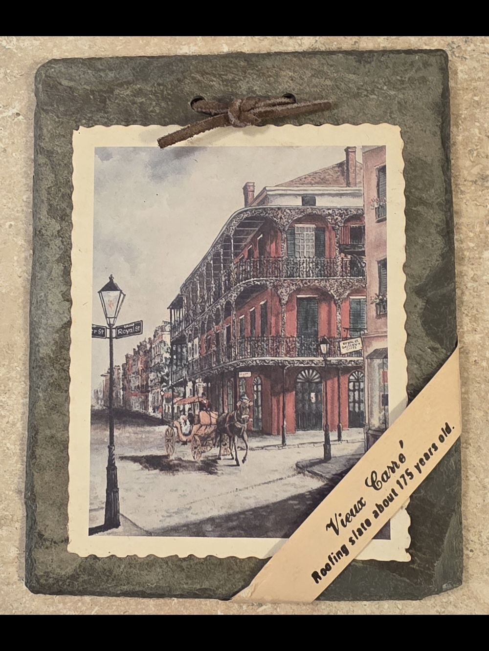 Source Unknown Vintage New Orleans Street Scene Wall Plaque - Red, Green, Brown